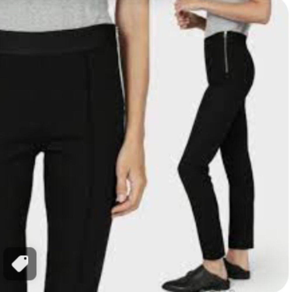 EVERLANE Black Skinny Ankle Length Ponte Pant Side Zipper Stretch 4